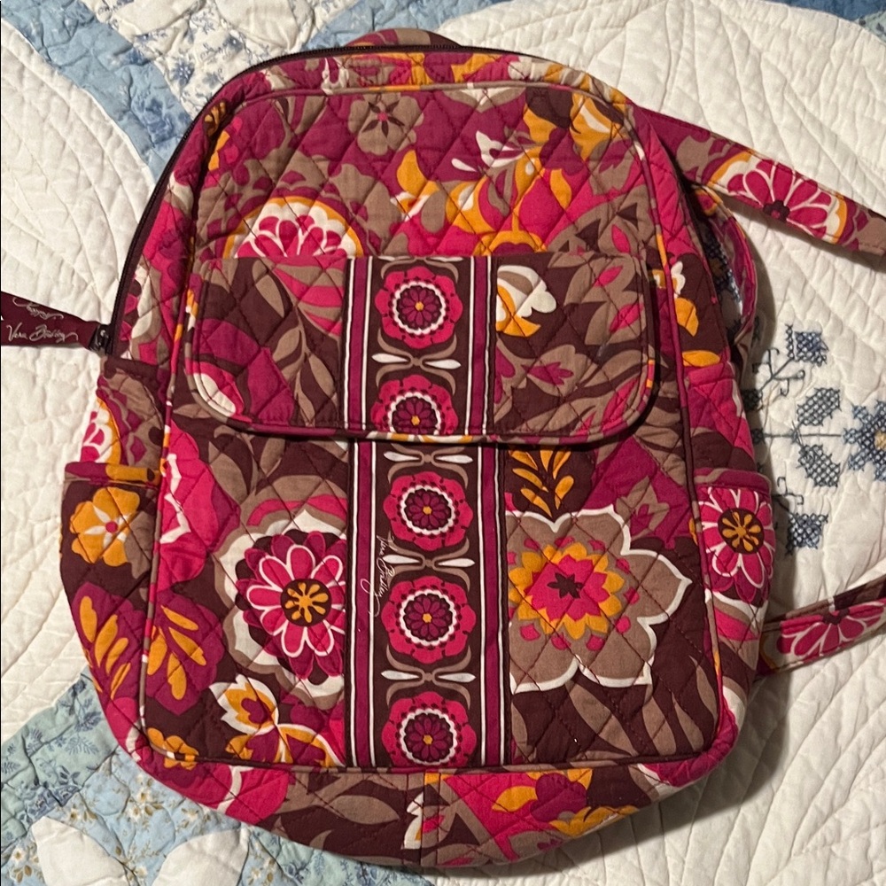 Vera Bradley Pink and Brown Floral Backpack